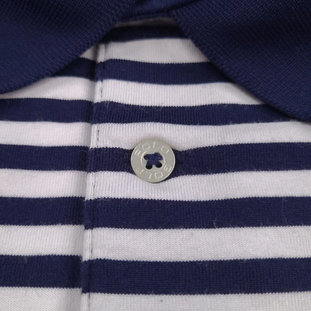 Polo Golf Ralph Lauren Polo Shirt Mens Large‎ Performance Blue White Striped